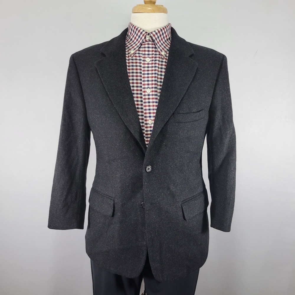 Club Room Men's Sport Coat Blazer‎ Two Button Black Camel Hair Flannle 38S
